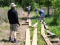 Beginnings of a trail  bridge